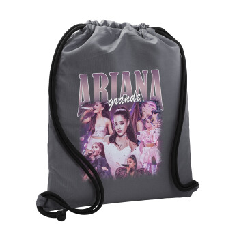 Ariana Grande, Τσάντα πλάτης πουγκί GYMBAG ΓΚΡΙ, με τσέπη (40x48cm) & χονδρά κορδόνια