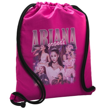 Ariana Grande, Backpack pouch GYMBAG Fuchsia, with pocket (40x48cm) & thick cords