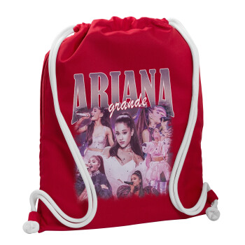 Ariana Grande, Τσάντα πλάτης πουγκί GYMBAG Κόκκινη, με τσέπη (40x48cm) & χονδρά κορδόνια