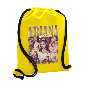 Ariana Grande, Τσάντα πλάτης πουγκί GYMBAG Κίτρινη, με τσέπη (40x48cm) & χονδρά κορδόνια