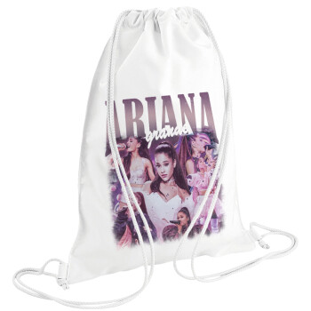Ariana Grande, Τσάντα πλάτης πουγκί GYMBAG λευκή (28x40cm)