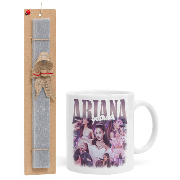 Ariana Grande, Πασχαλινό Σετ, Κούπα κεραμική (330ml) & πασχαλινή λαμπάδα αρωματική πλακέ (30cm) (ΓΚΡΙ)
