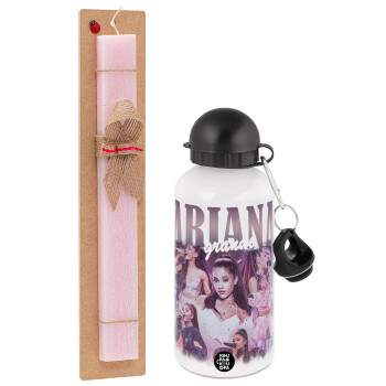 Ariana Grande, Πασχαλινό Σετ, παγούρι μεταλλικό αλουμινίου (500ml) & πασχαλινή λαμπάδα αρωματική πλακέ (30cm) (ΡΟΖ)