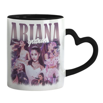 Ariana Grande, Mug heart black handle, ceramic, 330ml