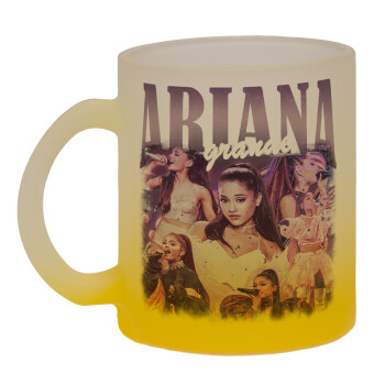 Ariana Grande, Κούπα γυάλινη δίχρωμη με βάση το κίτρινο ματ, 330ml