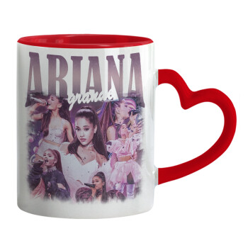 Ariana Grande, Κούπα καρδιά χερούλι κόκκινη, κεραμική, 330ml
