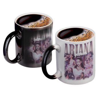Ariana Grande, Color changing magic Mug, ceramic, 330ml when adding hot liquid inside, the black colour desappears (1 pcs)