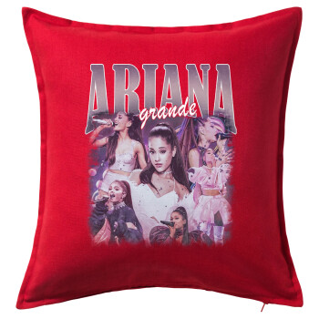 Ariana Grande, Μαξιλάρι καναπέ Κόκκινο 100% βαμβάκι, περιέχεται το γέμισμα (50x50cm)