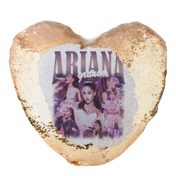 Ariana Grande, Μαξιλάρι καναπέ καρδιά Μαγικό Χρυσό με πούλιες 40x40cm περιέχεται το  γέμισμα