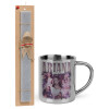 Easter Set, metallic thermal cup (300ml) & Easter aromatic flat candle (30cm) (GRAY)