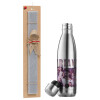 Easter Set, metallic stainless thermos flask (500ml) & scented flat Easter candle (30cm) (GRAY)