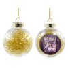 Transparent Christmas tree ball ornament with gold filling 8cm