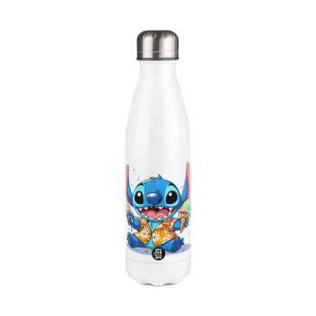 Stitch Ice cream, Metal mug thermos White (Stainless steel), double wall, 500ml