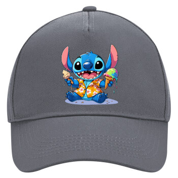 Stitch Ice cream, Ultimate Adult Hat Grey, (100% COTTON DRILL, ADULT, UNISEX, ONE SIZE)