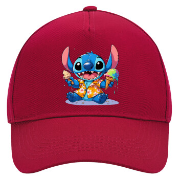 Stitch Ice cream, Adult Ultimate Hat RED, (100% COTTON DRILL, ADULT, UNISEX, ONE SIZE)