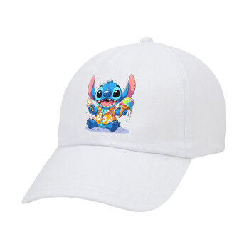 Stitch Ice cream, Καπέλο Ενηλίκων Baseball Λευκό 5-φύλλο (POLYESTER, ΕΝΗΛΙΚΩΝ, UNISEX, ONE SIZE)