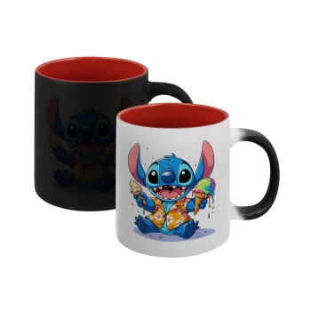 Stitch Ice cream, Κούπα Μαγική εσωτερικό κόκκινο, κεραμική, 330ml που αλλάζει χρώμα με το ζεστό ρόφημα (1 τεμάχιο)