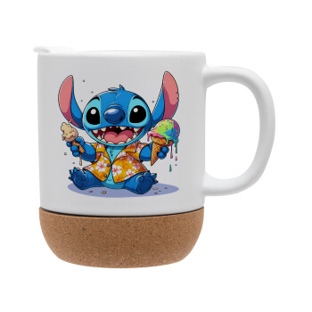 Stitch Ice cream, Ceramic coffee mug Cork (MAT), 330ml (1pcs)