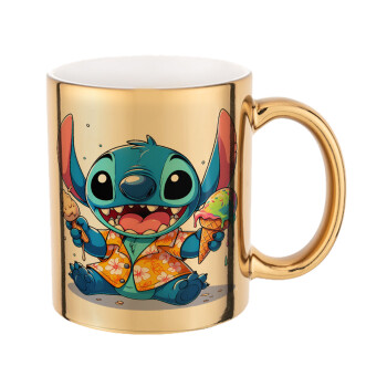 Stitch Ice cream, Mug ceramic, gold mirror, 330ml