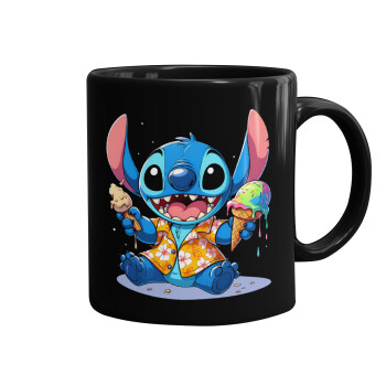 Stitch Ice cream, Mug black, ceramic, 330ml