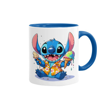 Stitch Ice cream, Κούπα χρωματιστή μπλε, κεραμική, 330ml