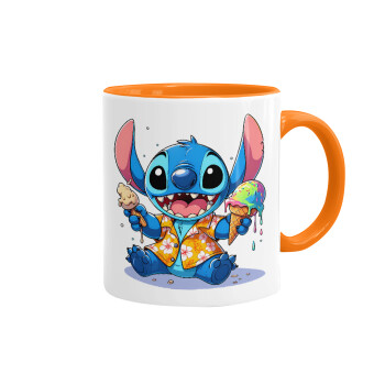 Stitch Ice cream, Mug colored orange, ceramic, 330ml
