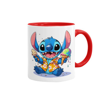Stitch Ice cream, Mug colored red, ceramic, 330ml