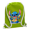 Backpack bag GYMBAG LIME GREEN, with pocket (40x48cm) & thick cords