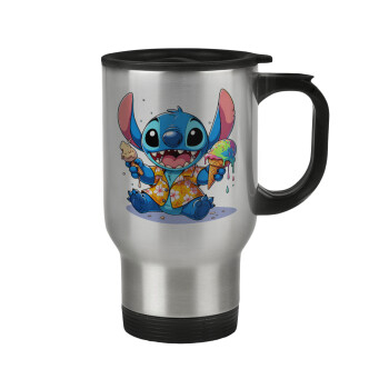 Stitch Ice cream, Stainless steel travel mug with lid, double wall 450ml