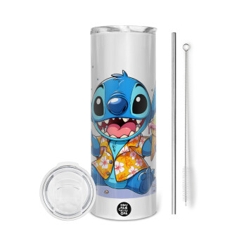 Stitch Ice cream, Eco friendly stainless steel tumbler 600ml, with metal straw & cleaning brush
