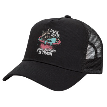 Splish splash your opinion is trash, Trucker Hat with Mesh, Black, (COTTON, KIDS, UNISEX, ONE SIZE)