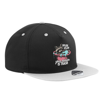 Splish splash your opinion is trash, Adult Flat Snapback Hat Black/Grey, (100% COTTON TWILL, ADULT, UNISEX, ONE SIZE)