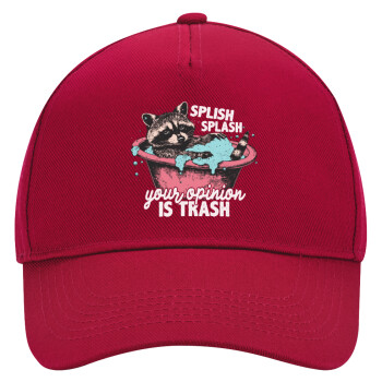 Splish splash your opinion is trash, Adult Ultimate Hat RED, (100% COTTON DRILL, ADULT, UNISEX, ONE SIZE)