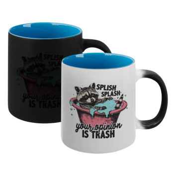 Splish splash your opinion is trash, Κούπα Μαγική εσωτερικό μπλε, κεραμική 330ml που αλλάζει χρώμα με το ζεστό ρόφημα (1 τεμάχιο)