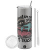 Eco friendly stainless steel Silver tumbler 600ml, with metal straw & cleaning brush