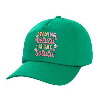 Delulu, Children's Baseball Cap, 100% Cotton Twill, Green (COTTON, CHILDREN'S, UNISEX, ONE SIZE)