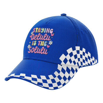 Delulu, Adult Ultimate BLUE RACING Cap, (100% COTTON DRILL, ADULT, UNISEX, ONE SIZE)