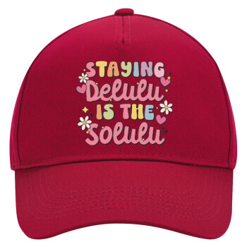 Delulu, Adult Ultimate Hat RED, (100% COTTON DRILL, ADULT, UNISEX, ONE SIZE)