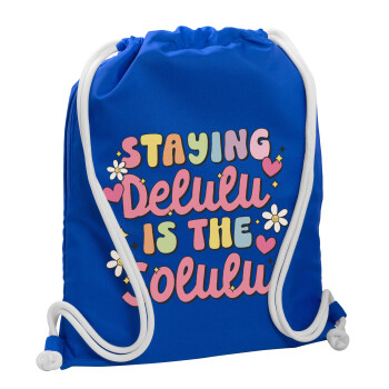 Delulu, Τσάντα πλάτης πουγκί GYMBAG Μπλε, με τσέπη (40x48cm) & χονδρά κορδόνια