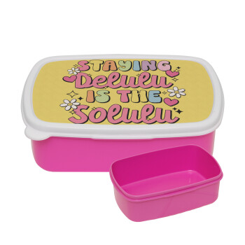Delulu, ΡΟΖ παιδικό δοχείο φαγητού (lunchbox) πλαστικό (BPA-FREE) Lunch Βox M18 x Π13 x Υ6cm
