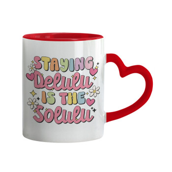 Delulu, Mug heart red handle, ceramic, 330ml