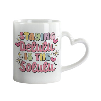 Delulu, Mug heart handle, ceramic, 330ml