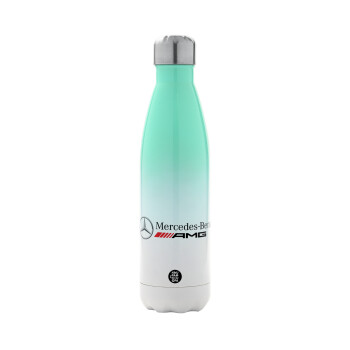 AMG Mercedes, Metal mug thermos Green/White (Stainless steel), double wall, 500ml