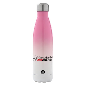 AMG Mercedes, Metal mug thermos Pink/White (Stainless steel), double wall, 500ml