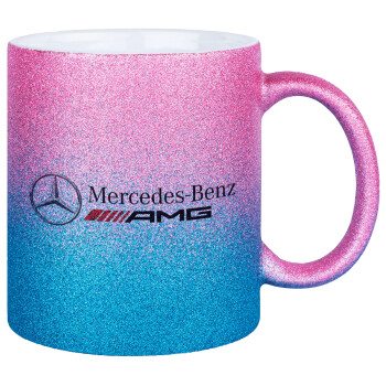 AMG Mercedes, Κούπα Χρυσή/Μπλε Glitter, κεραμική, 330ml