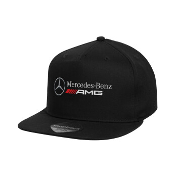 AMG Mercedes, Children's Flat Snapback Hat, Black (100% COTTON, CHILD, UNISEX, ONE SIZE)