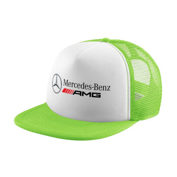 AMG Mercedes, Adult Soft Trucker Hat with Mesh GREEN/WHITE (POLYESTER, ADULT, ONE SIZE)