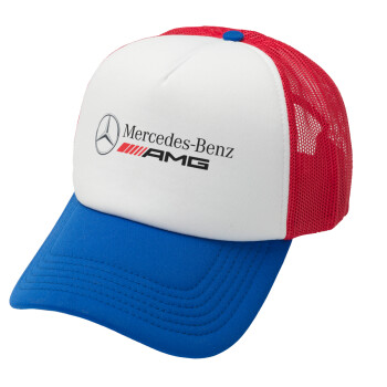 AMG Mercedes, Καπέλο Ενηλίκων Soft Trucker με Δίχτυ Red/Blue/White (POLYESTER, ΕΝΗΛΙΚΩΝ, UNISEX, ONE SIZE)