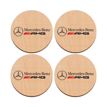 AMG Mercedes, ΣΕΤ x4 Σουβέρ ξύλινα στρογγυλά plywood (9cm)