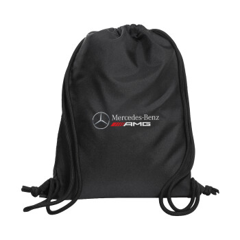 AMG Mercedes, Τσάντα πλάτης πουγκί GYMBAG Μαύρη, με τσέπη (40x48cm) & χονδρά κορδόνια